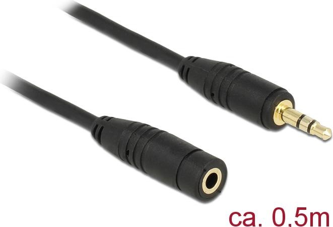 Immagine prodotto Delock Cavo di prolunga jack, 3 pin maschio > femmina (0.50 m, Connettore da 3,5 mm (AUX))