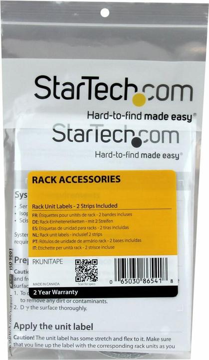 Produktbild StarTech 2 RACK UNIT LABELS - UP TO 49U