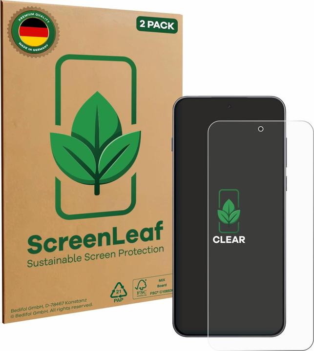 Actual product image ScreenLeaf Screen Protector sustainable Screen Protection, clear, anti-scratch (2 pcs., OnePlus Nord 5)