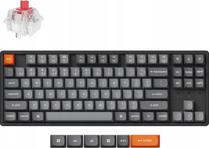 Actual product image Keychron K8 Max (K8M-J1) QMK Wireless Mechanical Keyboard Red Switch Hot-Swap 80% US Layout (US, Cable)
