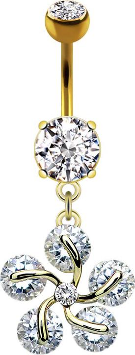 Immagine prodotto Star Piercing Banana placcata oro 14k con due sfere di cristallo ciondolo in argento cinque petali di cristallo (Ottone, Acciaio chirurgico 316L)