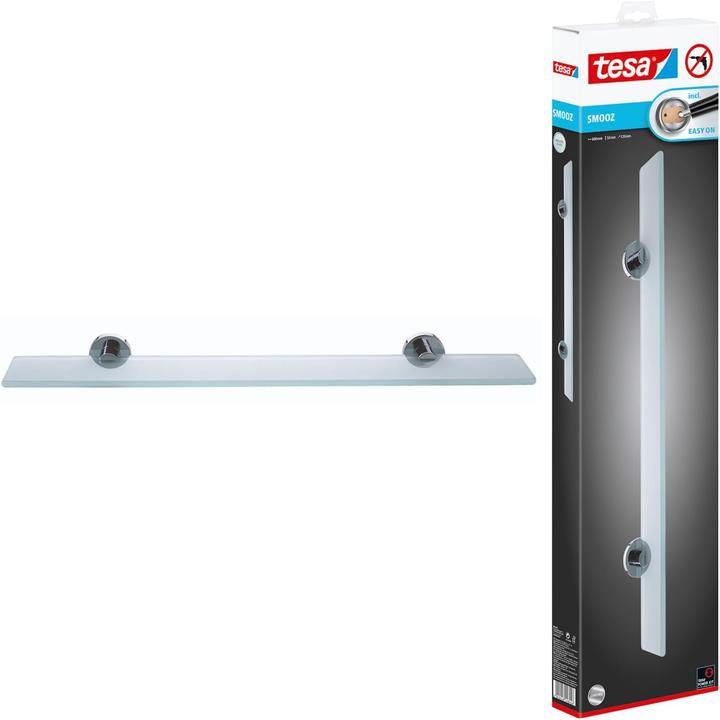 Actual product image tesa SMOOZ glass shelf incl. adhesive solution without drilling (5 x 18 x 70.5 cm)