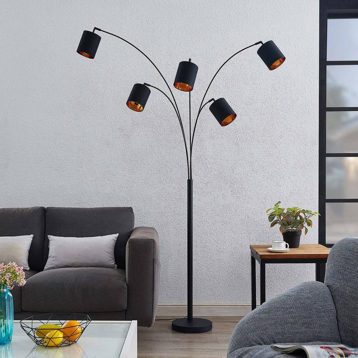 Image du produit Lindby Abiram Lampadaire, noir/or (E14)