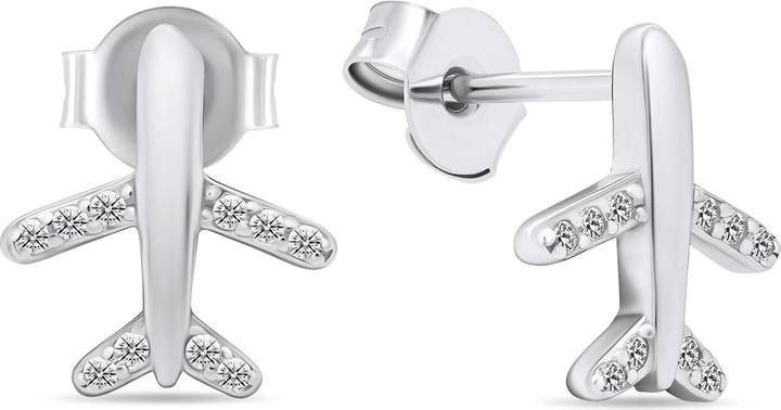 Image du produit Brilio Silver - Boucles d'oreilles modernes en argent avec zircons clairs Airplanes EA594W