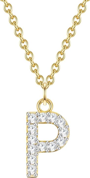 Image du produit Glanzstücke München Femme lettre P argent sterling zirconium or jaune 45,0 cm chaîne de base + 5,0 cm extension - 32086 (Argent Sterling, 40 - 45 cm)