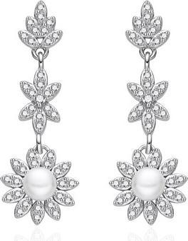 Image du produit Agato - Luxurious silver earrings with zircons and pearls AGT-E160PW-P