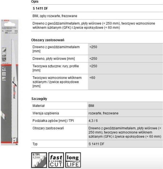 Produktbild Bosch Professional Zubehör Säbelsägeblatt S 1411 DF, Heavy for Wood and Metal, 2er-Pack