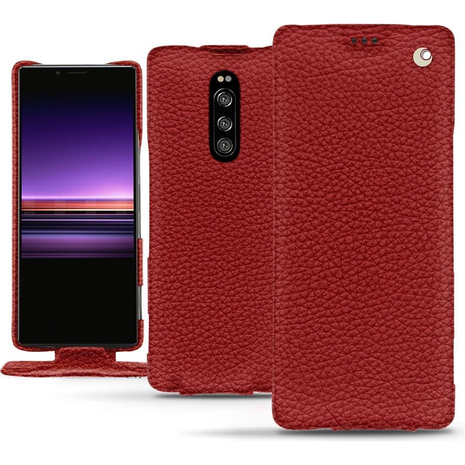 Noreve Lederschutzhülle vertikal (Sony Xperia 1), Smartphone Hülle, Rot