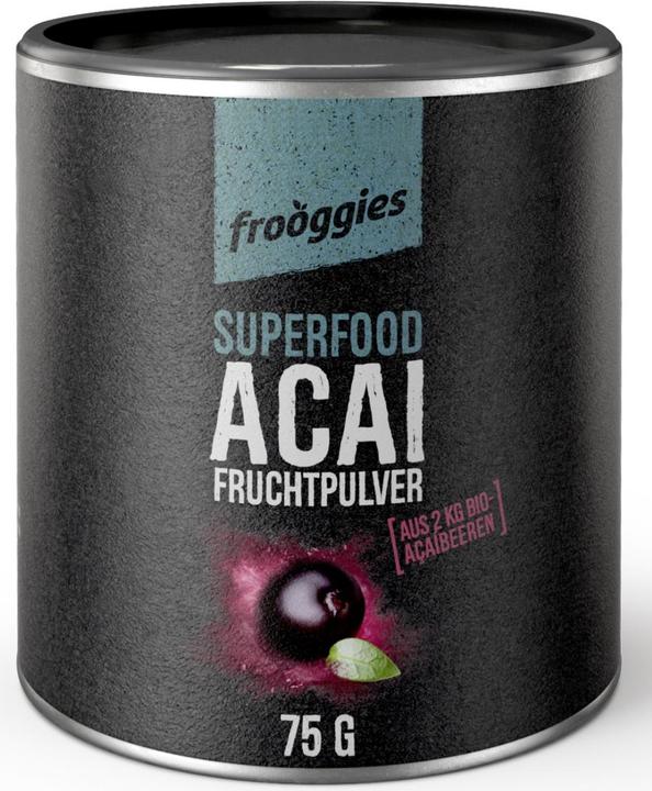 Frooggies Fruchtpulver BIO AÇAI - Fruchtpulver aus 2 kg frischen Açaibeeren - 100% natürlich! (Pulver, 75 g)