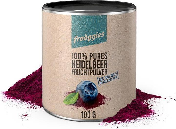 Frooggies Fruchtpulver WILDHEIDELBEERE - Fruchtpulver aus 700g frischen Wildheidelbeeren - 100% natürlich (100 g)