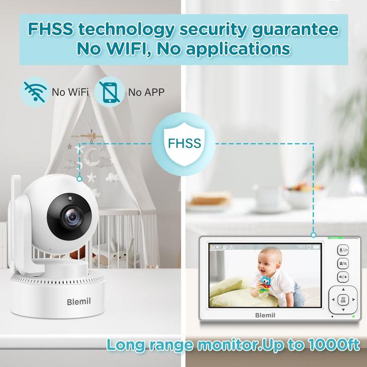 Immagine prodotto Blemil Video-Babyphone mit 29h Akku und Nachtsicht (Video e audio)