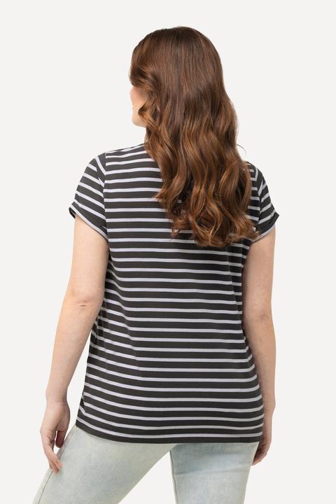 Immagine prodotto Ulla Popken Maglia a righe con tartaruga, scollo a girocollo e mezze maniche (46, 48)