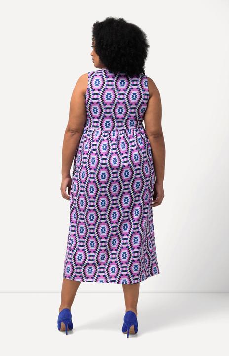 Produktbild Ulla Popken Jerseykleid, A-Linie, Tunika-Ausschnitt, ärmellos (54)