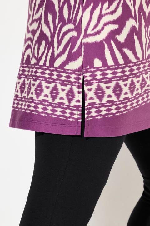 Actual product image Ulla Popken Two Color Border Print Stretch Knit Tunic (62)