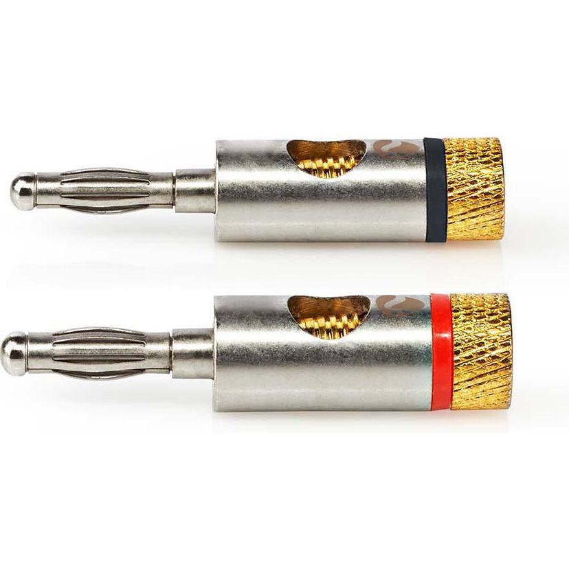 Nedis Bananenstecker Stecker Vergoldet 2 Stück Aluminium Metall Gold, Audio Kabel