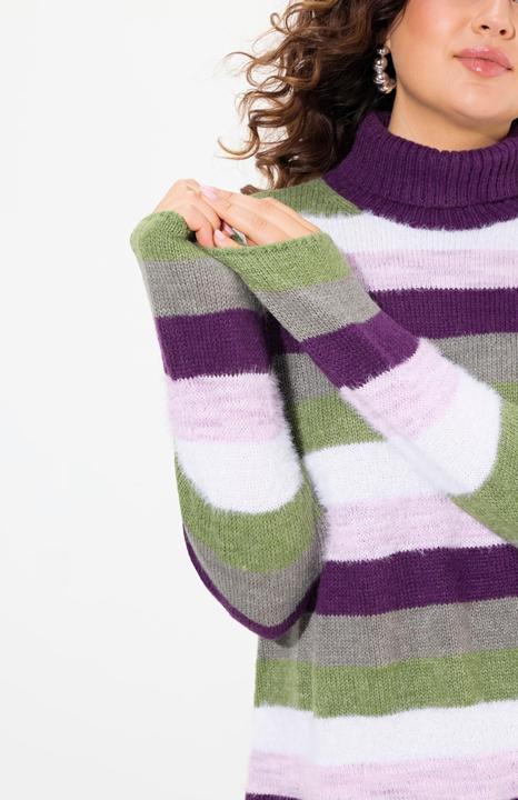 Actual product image Ulla Popken Striped Long Sleeve Turtleneck Sweater (46, 48)