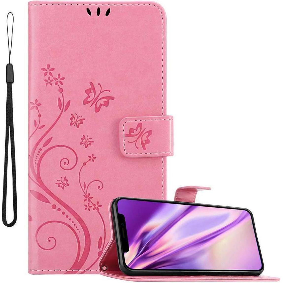 Cadorabo Flower Book Cover (Apple iPhone 11 Pro), Smartphone Hülle, Rosa