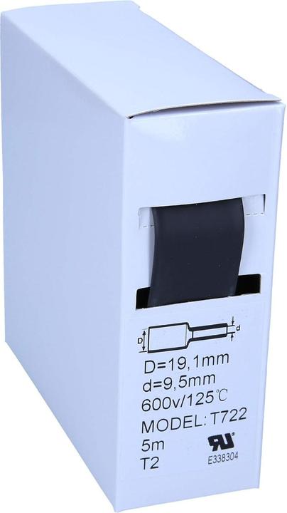 Actual product image Kalitec 5m black heat-shrink tubing from 19.1mm to 9.5mm I 2:1 I Industrial quality from a German dealer (1 x)