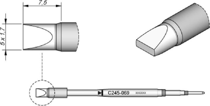 Produktbild JBC Lötspitze Serie C245 Meisselform, C245069/5,0 x 1,7 mm, gerade