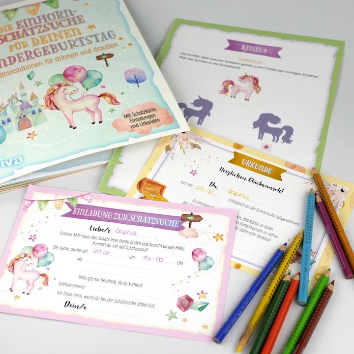 Immagine prodotto Die Einhorn-Schatzsuche/-Schnitzeljagd für deinen Kindergeburtstag (Tedesco, 2022)
