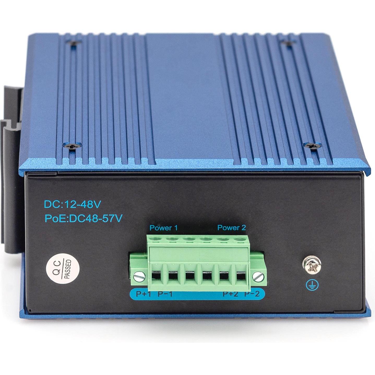 Thumbnail - Digitus Industrial 4+2-Port Gigabit Ethernet PoE Switch (6 Ports), Netzwerk Switch, Schwarz