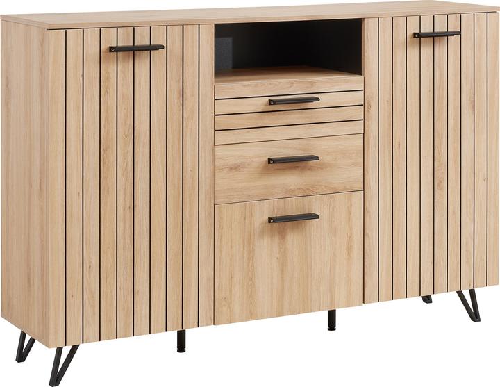 Produktbild En.Casa Sideboard Noppen 100x150x38 cm Eicheoptik (150 x 38 x 100 cm)