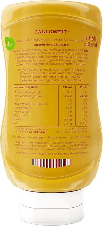 Nährwerte und Zutaten Callowfit Honig-Senf