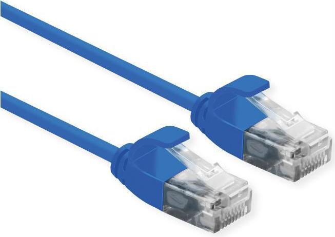 Actual product image Roline UTP DataCenter Patch Cable Cat.6A, LSOH, slim, blue, 0.15 m (U/UTP, UTP, CAT6a, 0.15 m)
