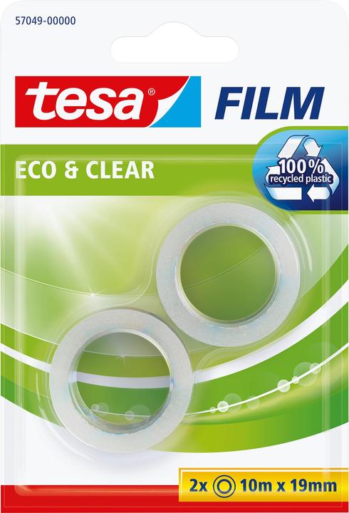 tesa 2x tesafilm ECO & CLEAR, lösungsmittelfrei und alterungsbeständig