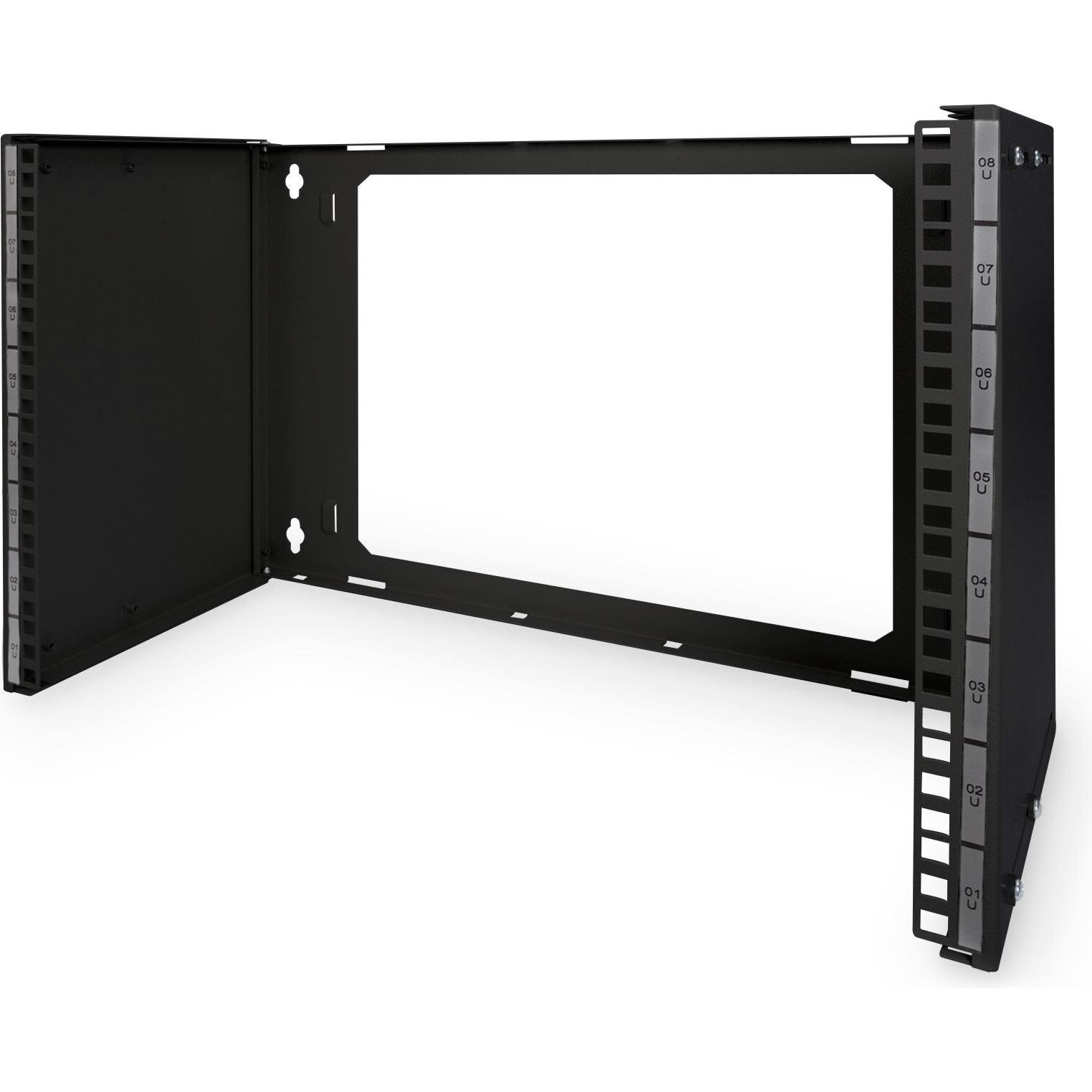 Digitus 8U wandmontage patchhouder 3608x528x225 mm in diepte verstelbaar (8 HE, 19 inch rek), Serverkast, Zwart