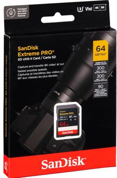 Actual product image SanDisk Extreme PRO UHS-II V90 (64 GB, SDXC, U3, UHS-II)