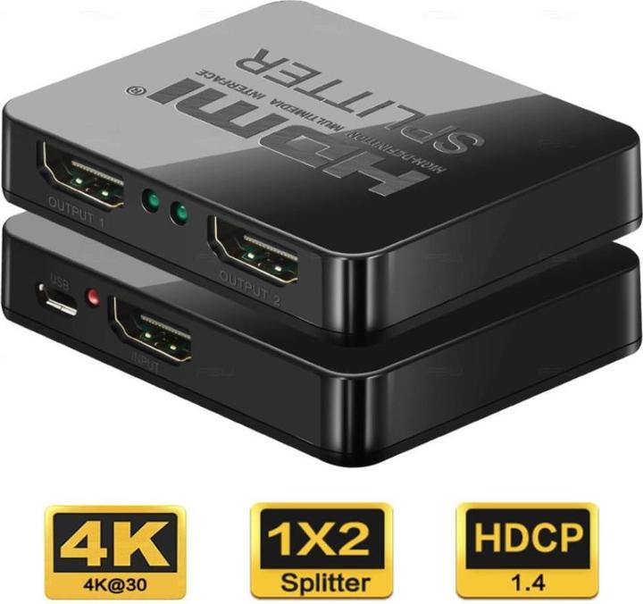 Immagine prodotto PremiumCord Sdoppiatore HDMI 1-2 porte, con interfaccia USB, 4K, FULL HD, 3D