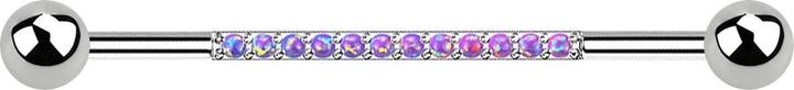 Actual product image Star Piercing Barbell silber mit zwei Kugeln zwölf Opale violett (without brass, Titanium)