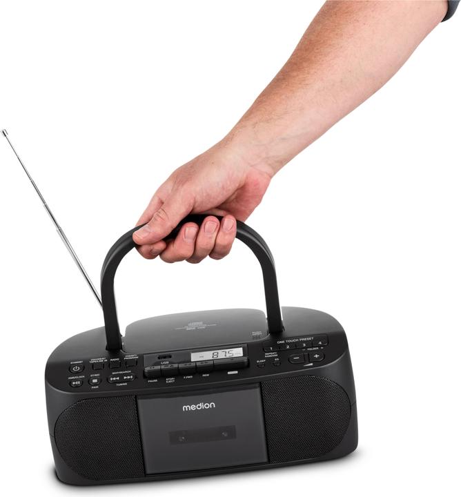 Image du produit Medion E65010 - Radio - CD - Cassette - Lecture MP3 - FM - USB - AUX - 2 x 30 W - Noir (FM)