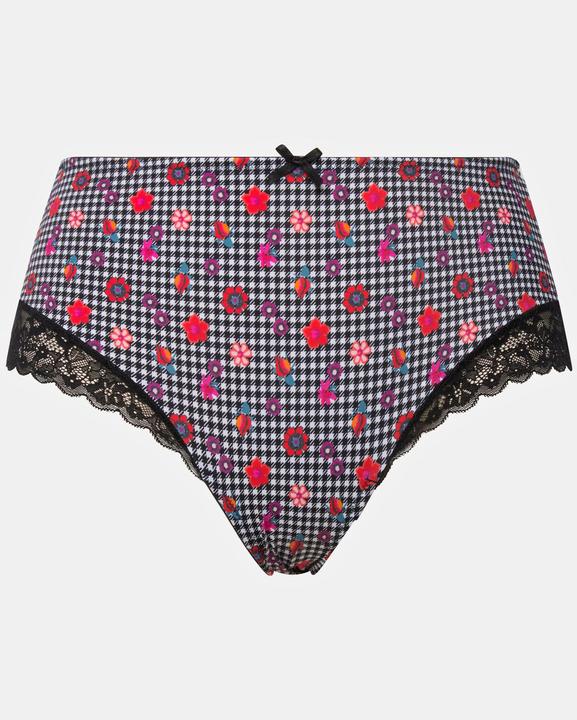 Produktbild Ulla Popken Midislip, Hahnentrittmuster, Blumen, Spitze (58, 60)