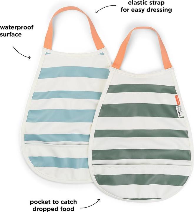 Produktbild Done by Deer Pull-over Lätzchen 2er Pack Stripes Blau / grün (6 Monate)