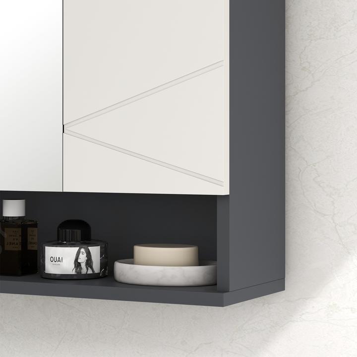 Produktbild Kleankin Spiegelschrank Spanplatte, Glas Grau (55 x 17 x 55 cm)