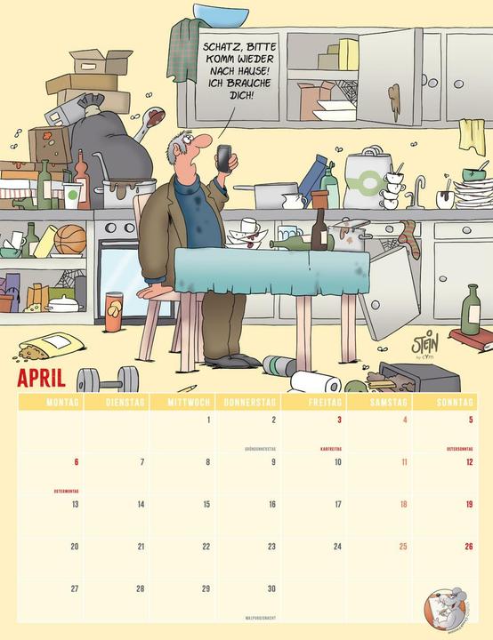 Produktbild Viel Spass im neuen Jahr 2026 mit Uli Stein by CheekYmouse: Monatsplaner mit komplett neuen (30 x 40 cm, Harter Einband, Deutsch)