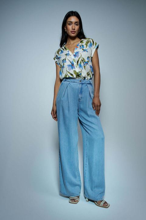 Produktbild Salsa Jeans Kurzarmbluse Basic Shirt With Shoulder Ruffles (XS)