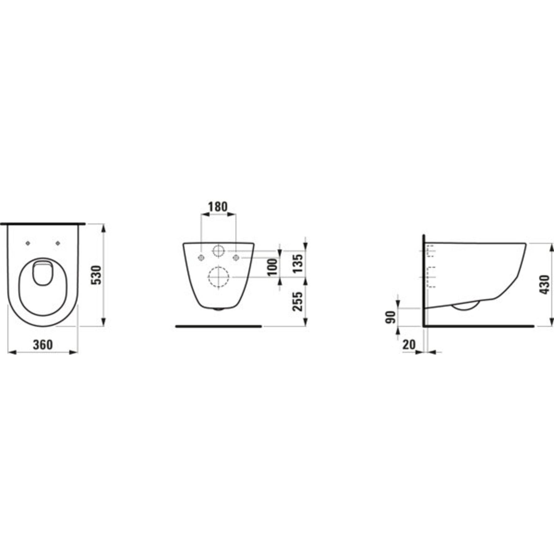 Thumbnail - Laufen, Toilette + Bidet, Wand-WC PRO Tiefspüler, 360x530mm manhattan