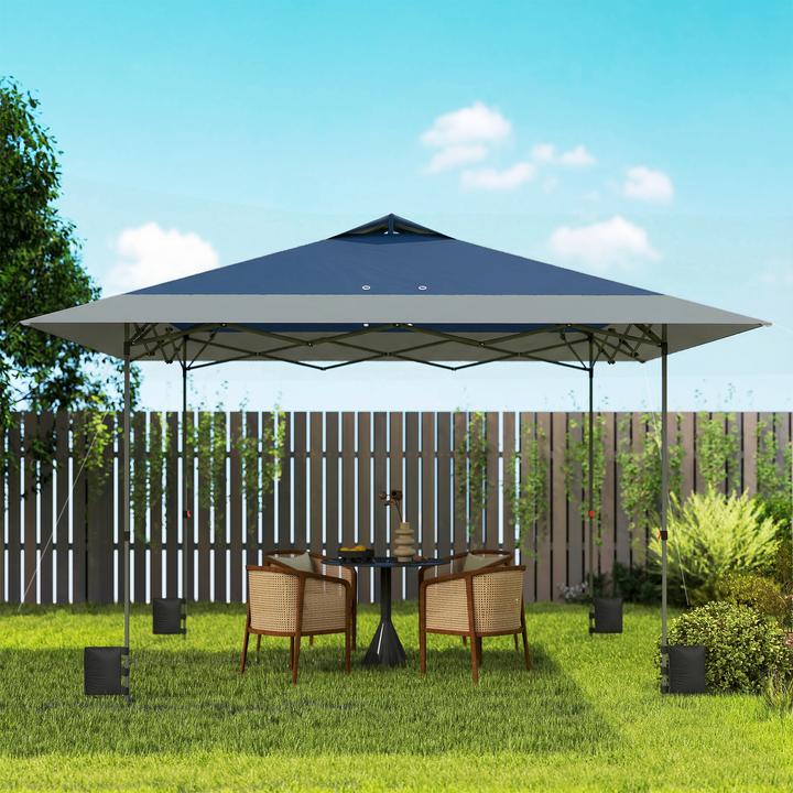 Actual product image Outsunny Faltpavillon Oxford-Gewebe, Metall Dunkelblau+Hellgrau (395 cm, 395 cm)