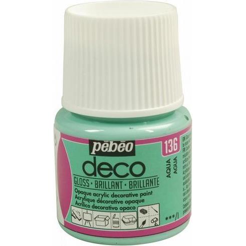 Pebeo, Künstlerfarbe + Bastelfarbe, Deco Glänzende Acrylfarben (Aqua, 45 ml)