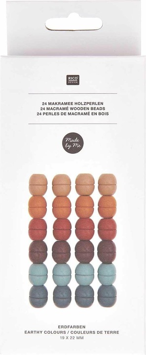 Image du produit Rico Design Perles en bois Makramee couleur terre, 24 pièces