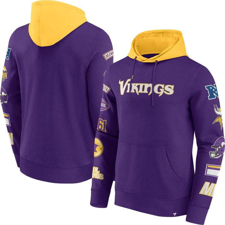 Immagine prodotto Fanatics Felpa con cappuccio con stampa sulle maniche dei Minnesota Vikings NFL - XXL (XXL)