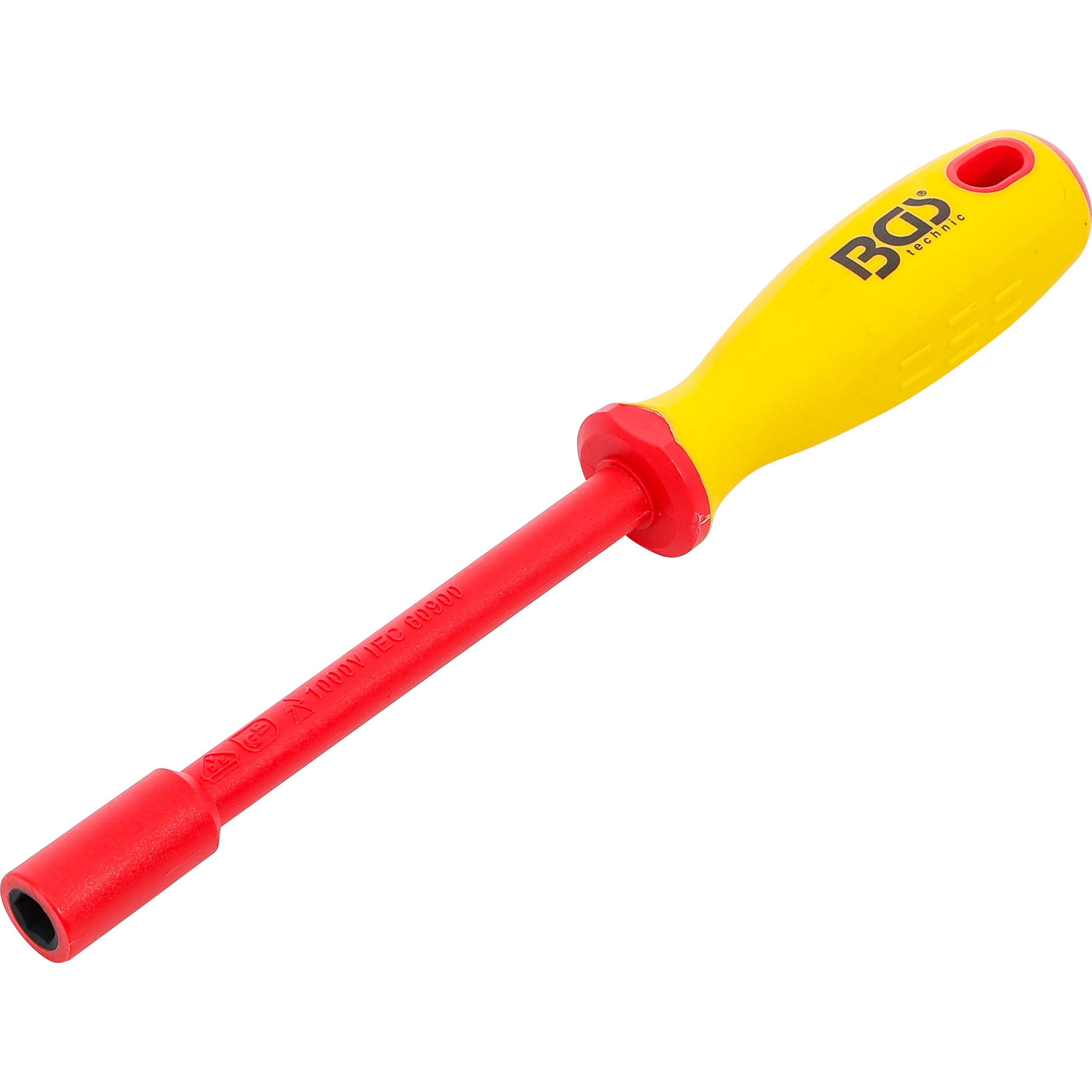 BGS, Schraubenzieher, VDE-Steckschlüssel-Schraubendreher Sechskant SW 8 mm Klingenlänge 125 mm