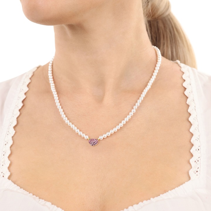 Produktbild Amor Halsschmuck für Damen, 925 Sterling Silber, Kristall synth., Muschelkernperle (Silber 925)