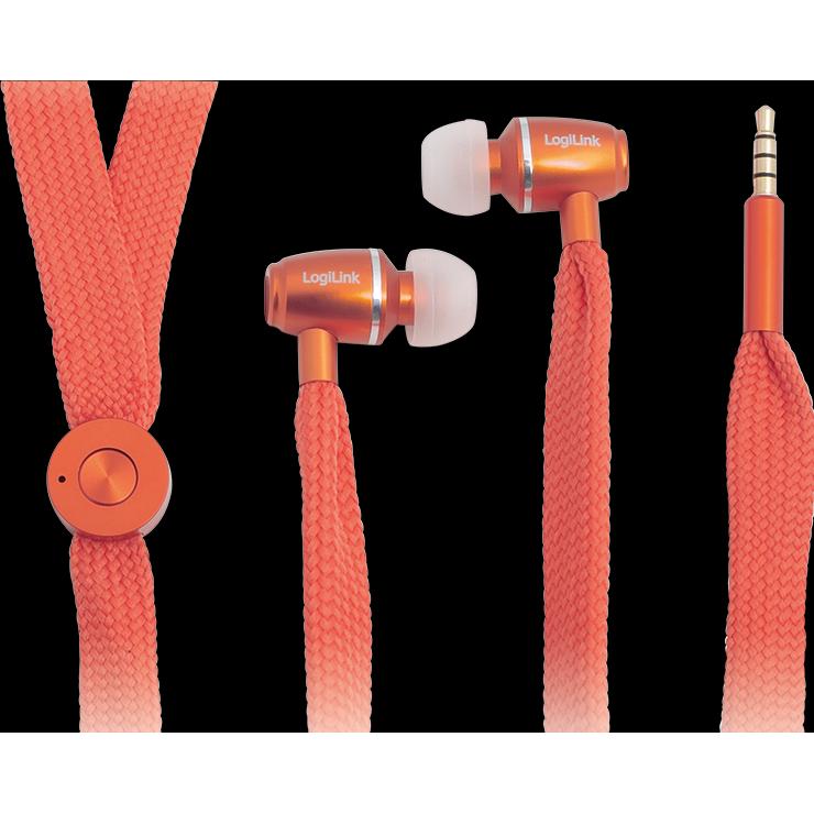 LogiLink String Earphone (Kabelgebunden), Kopfhörer, Orange