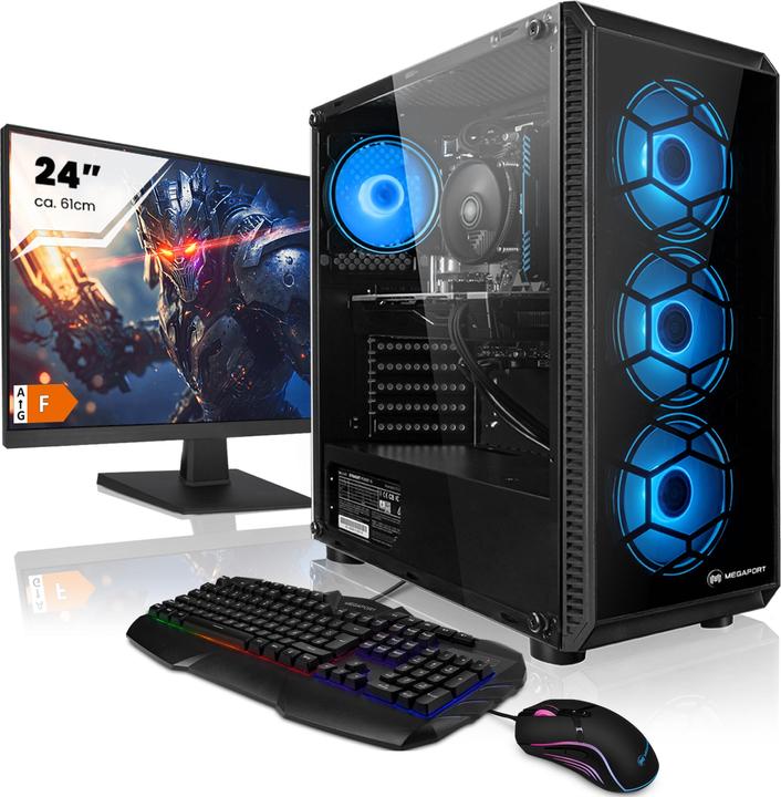Produktbild Megaport Gaming Komplett-PC Intel Core i5-10400F• GeForce GTX1650 • 24" Full-HD + Tastatur+Maus • 16-DE (Intel Core i5-10400F, 16 GB, 500 GB)