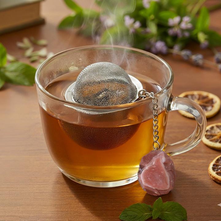 Actual product image Gewürzladen Näfels Teesieb mit rotem Achat-Anhänger, Teeei, Teekugel, Gewürzsieb