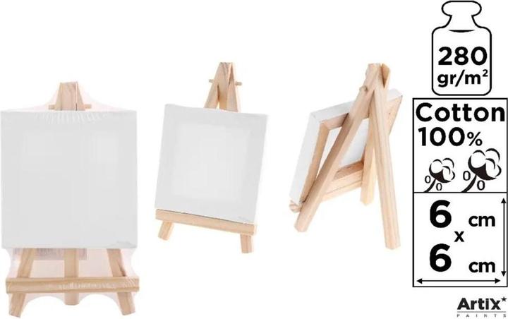 Produktbild Artix Mini-Leinwand 6x6cm 280G/m2 + Staffelei